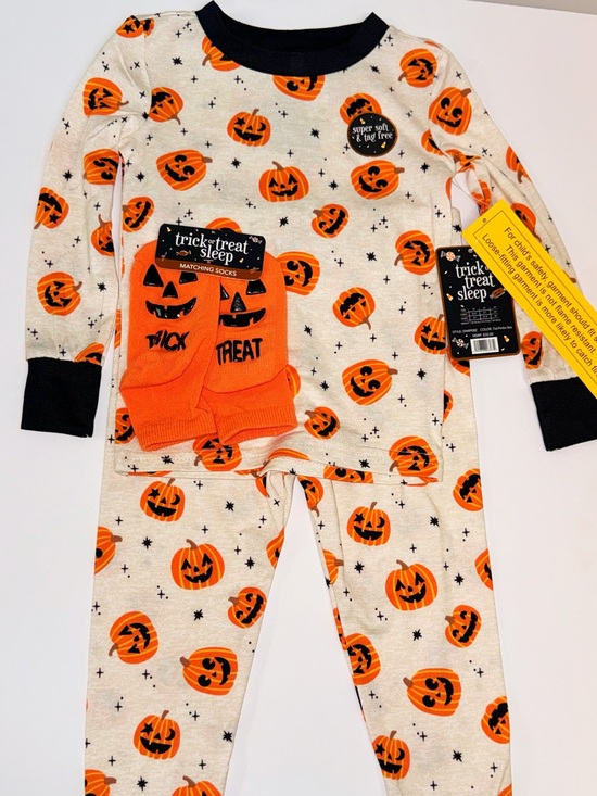 Other - Halloween Pumpkin Kids Pajama Set with Socks - Orange